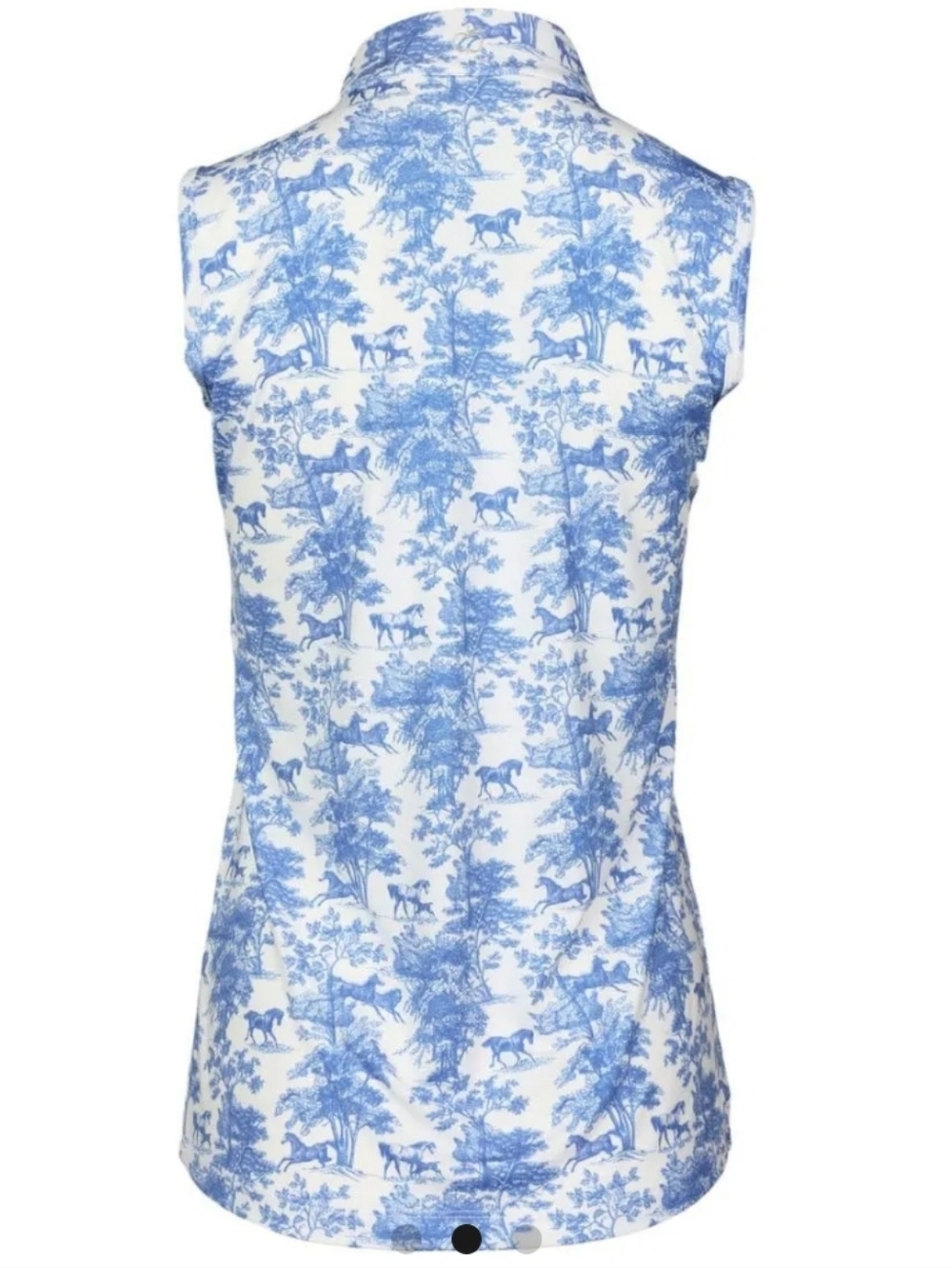 Dapplebay Equestrian Toilr Blue and White Sleeveless Zip Sleeveless - Picture 2 of 3